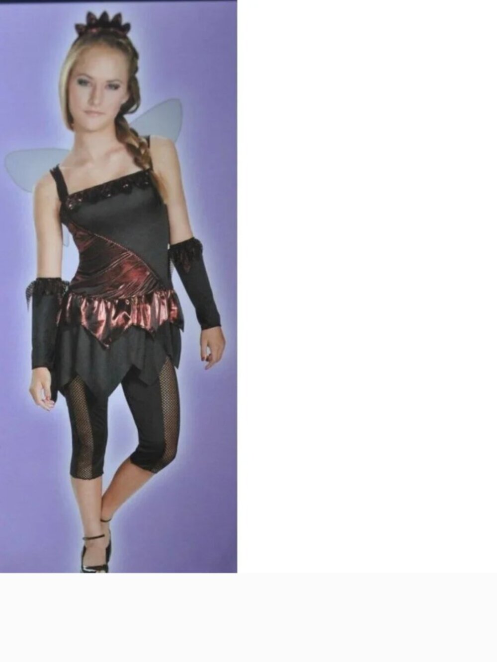 Gothic Fairy Halloween Costume 7/9 Red Black Dress 6 Pc Juniors Teen Girls